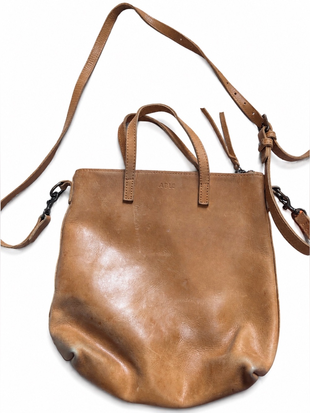 ABLE brown leather crossbody bag